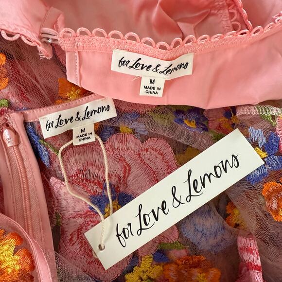 For Love and Lemons maxi dress floral embroidery sheer Medium - Picture 14 of 15